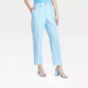 Women's High-Rise Slim Fit Effortless Pintuck Ankle Pants-A New Day™Blue NWOT 1